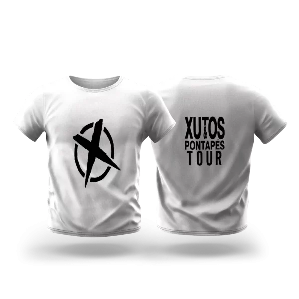 T-Shirt Xutos & Pontapés Tour — Branca, Estampa Preta