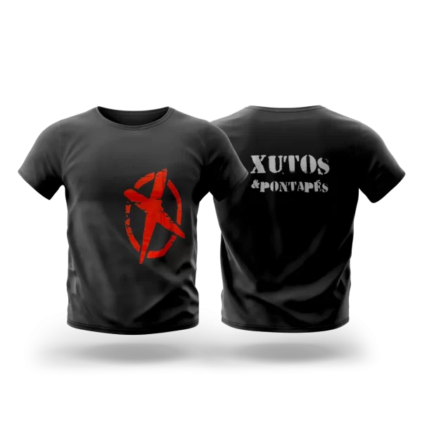 T-Shirt Xutos & Pontapés — Preta, Estampa Vermelha