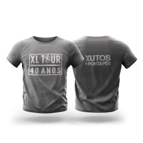 T-Shirt Xutos & Pontapés Tour 2019 — Cinza, Estampa Branca