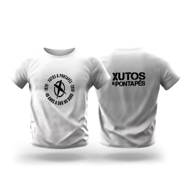 T-Shirt Xutos & Pontapés Tour 2019 — Branca, Círculo Preto