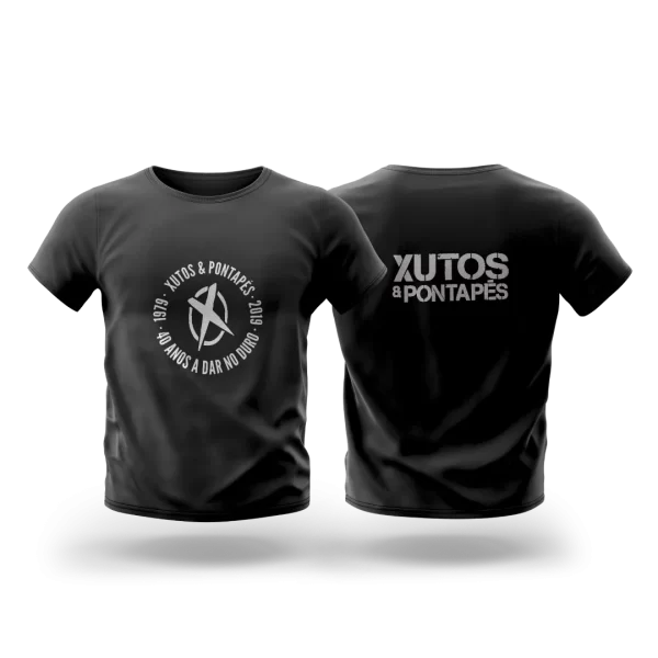 T-Shirt Xutos & Pontapés Tour 2019 — Preta, Círculo Branco